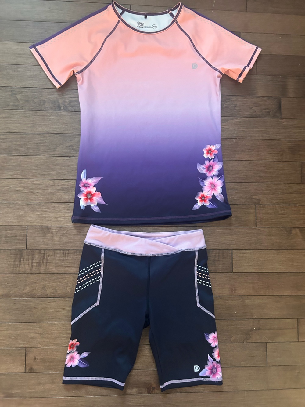 Purple Floral Ombre Girls Activewear Set